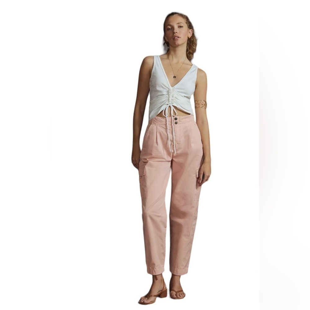 Anthropologie Pink High-Waist Cargo Pants